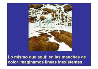 Lo mismo que aquí: en las manchas de
color imaginamos líneas inexistentes
 