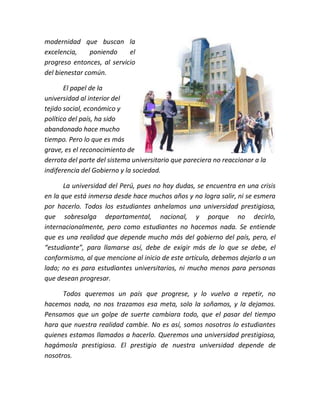 Realidad universitaria