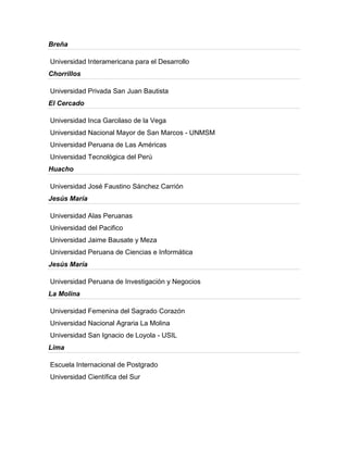 Realidad universitaria en el peru