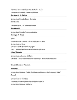 Realidad universitaria en el peru