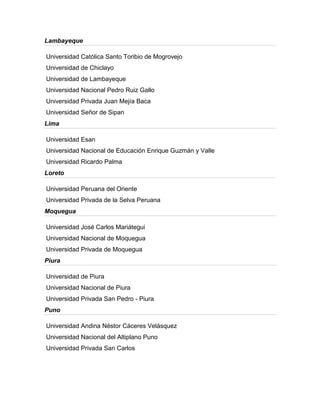 Realidad universitaria en el peru