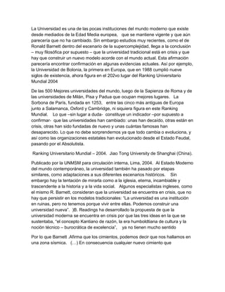 Realidad universitaria en el peru