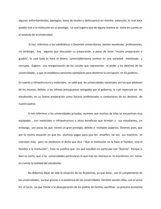 Realidad universitaria en el Perú  y en Cajamarca