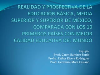 Equipo:
Profr. Caren Ramirez Fortis
Profra. Esther Rivera Rodriguez
Profr. Geovanni Mota Casiano

 