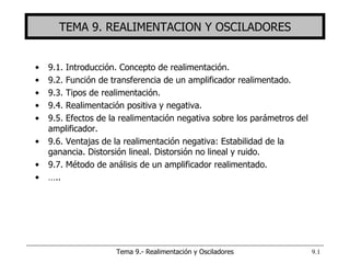 TEMA 9. REALIMENTACION Y OSCILADORES ,[object Object],[object Object],[object Object],[object Object],[object Object],[object Object],[object Object],[object Object]