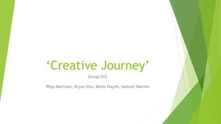 ‘Creative Journey’
Group XYZ
Rhys Morrison, Bryan Sito, Kevin Huynh, Samuel Warren
 
