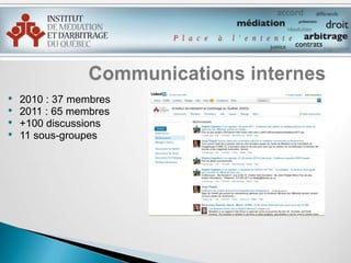 Favoriser la communication avec l’ensemble des membresRéunion informativeSite webwww.imaq.orgLinkedInBulletinRésolution