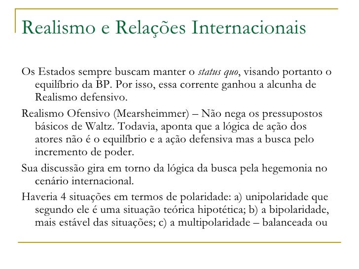Realismo e relações internacionais