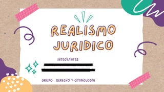 REALISMO
REALISMO
JURIDICO
JURIDICO
INTEGRANTES:
JACKELIN GUTIERREZ AGUILERA
LAURA LETICIA MERCADO AGUILAR
GRUPO: DERECHO Y CIMINOLOGÍA
 