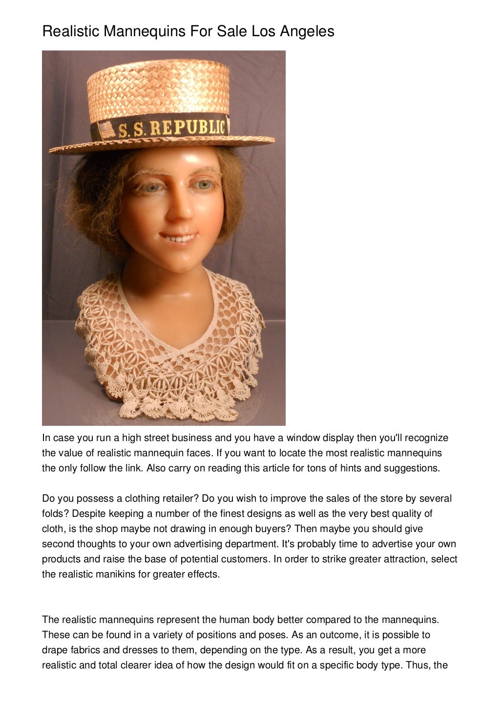 Realistic Mannequins For Sale Los Angeles