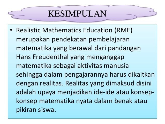 Realistic Mathematics Education Rme Realistic Mathematics Education Rme