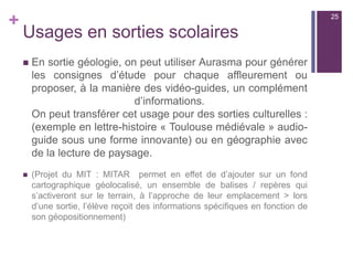 +
Mais aussi ...
n Proposer une aide (visuelle ou orale) pour la
réalisation d’un exercice, l’accès à un logiciel,
proposer le corrigé d’un exercice
n Manipuler les outils de TP en réalité
augmentée : une banque de vidéo de gestes
techniques permet d’expliquer comment
effectuer les manipulations
25
 