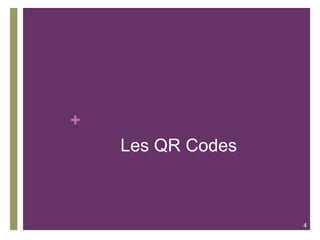 +
Quelques caractéristiques
n  Simple
n  Universel
n  Immédiateté de la réponse
n  Plus complexe à réaliser mais
simple à consulter
n  Lié à une application dédiée
(Aurasma, Augment, etc)
n  Plus réaliste : superposition de
2 contenus, 3D
n  interactivité
n  Immédiateté de la réponse
Réalité enrichie = QR Code Réalité augmentée
4
 