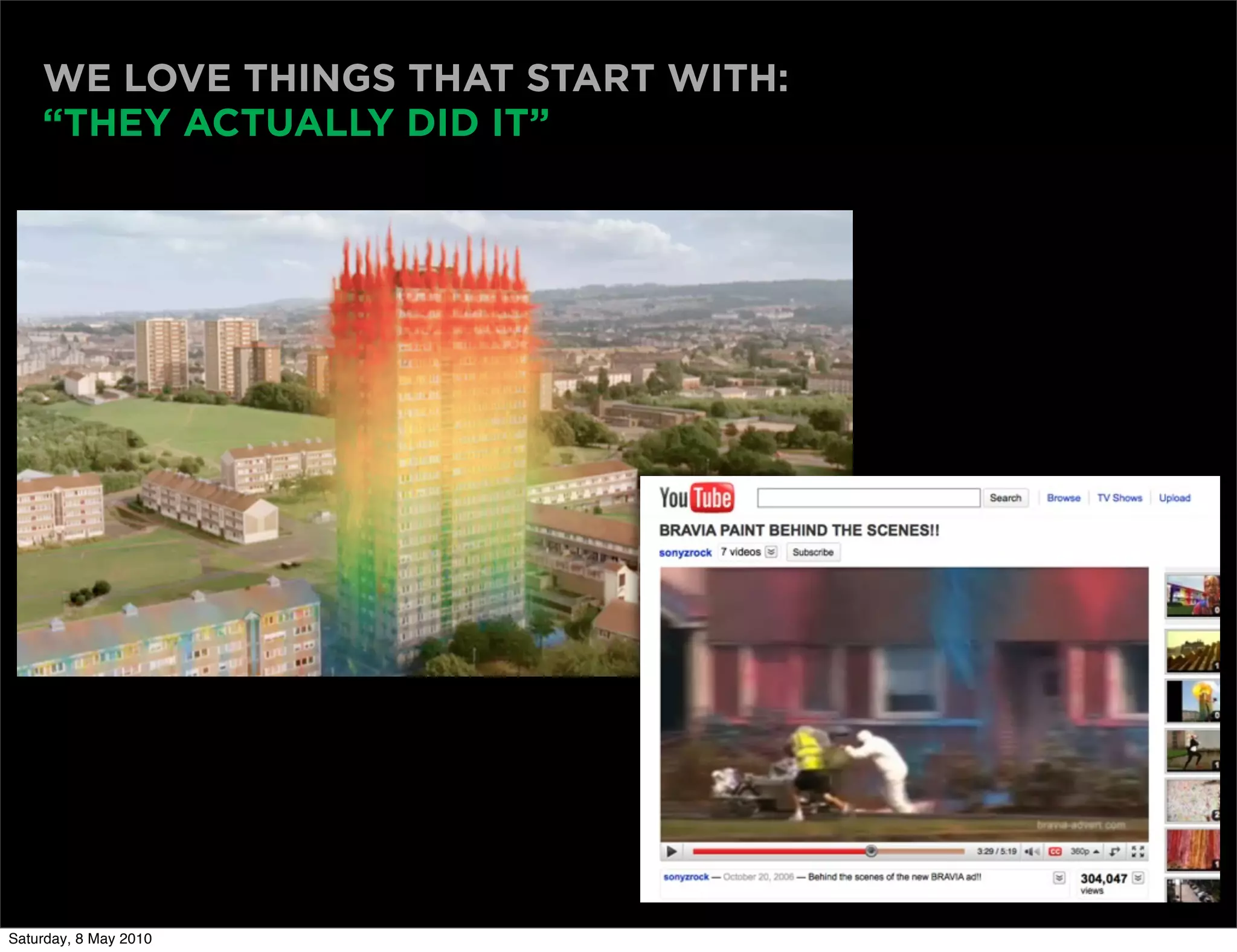 WE LOVE THINGS THAT START WITH:
    “THEY ACTUALLY DID IT”




Saturday, 8 May 2010
 