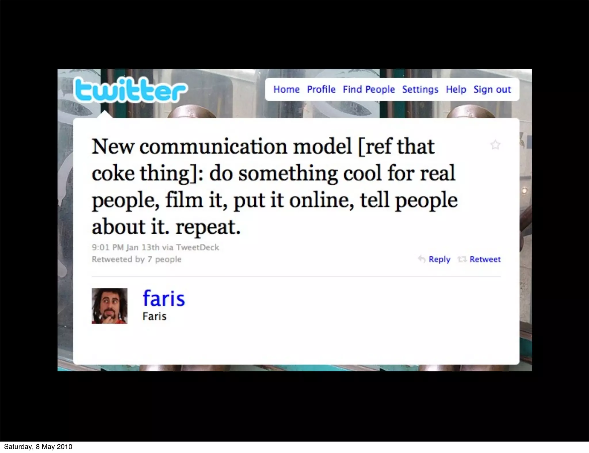 Saturday, 8 May 2010
 