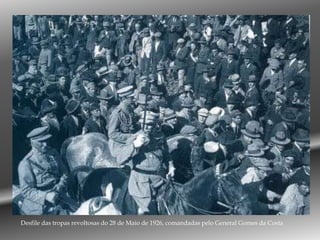 DIFICULDADESA INSTABILIDADE SOCIALA luta por melhores condições de vida e de trabalho durante a 1ª República, deu lugar a um  reforço do movimento sindical  e a numerosas greves. Algumas, transforma-se em confrontos violentos com as autoridades e geraram um clima de instabilidade.Greve da Carris em 1912