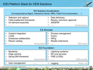 © 2010 Adobe Systems Incorporated. All Rights Reserved.
ES Modules
ES3 Platform Stack for CEM Solutions
Spring-based DSC-b...