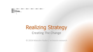 Realizing Strategy
Creating The Change
© 2014 Malcolm Ryder / archestra research
 