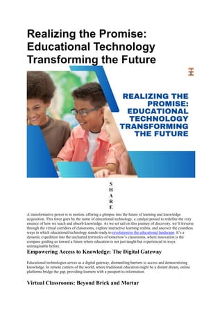 Educational Technology Transforming the Future | Future Education ...