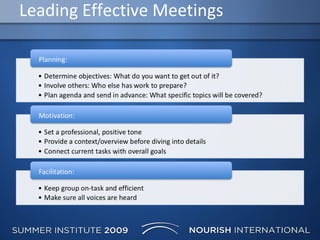 Leading Effective Meetings 