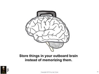 Copyright 2015 by Jay Cross 30
Store things in your outboard brain
instead of memorizing them.
 