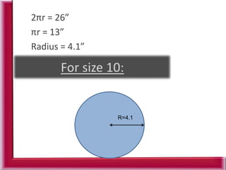 2πr = 26”
πr = 13”
Radius = 4.1”
R=4.1
 