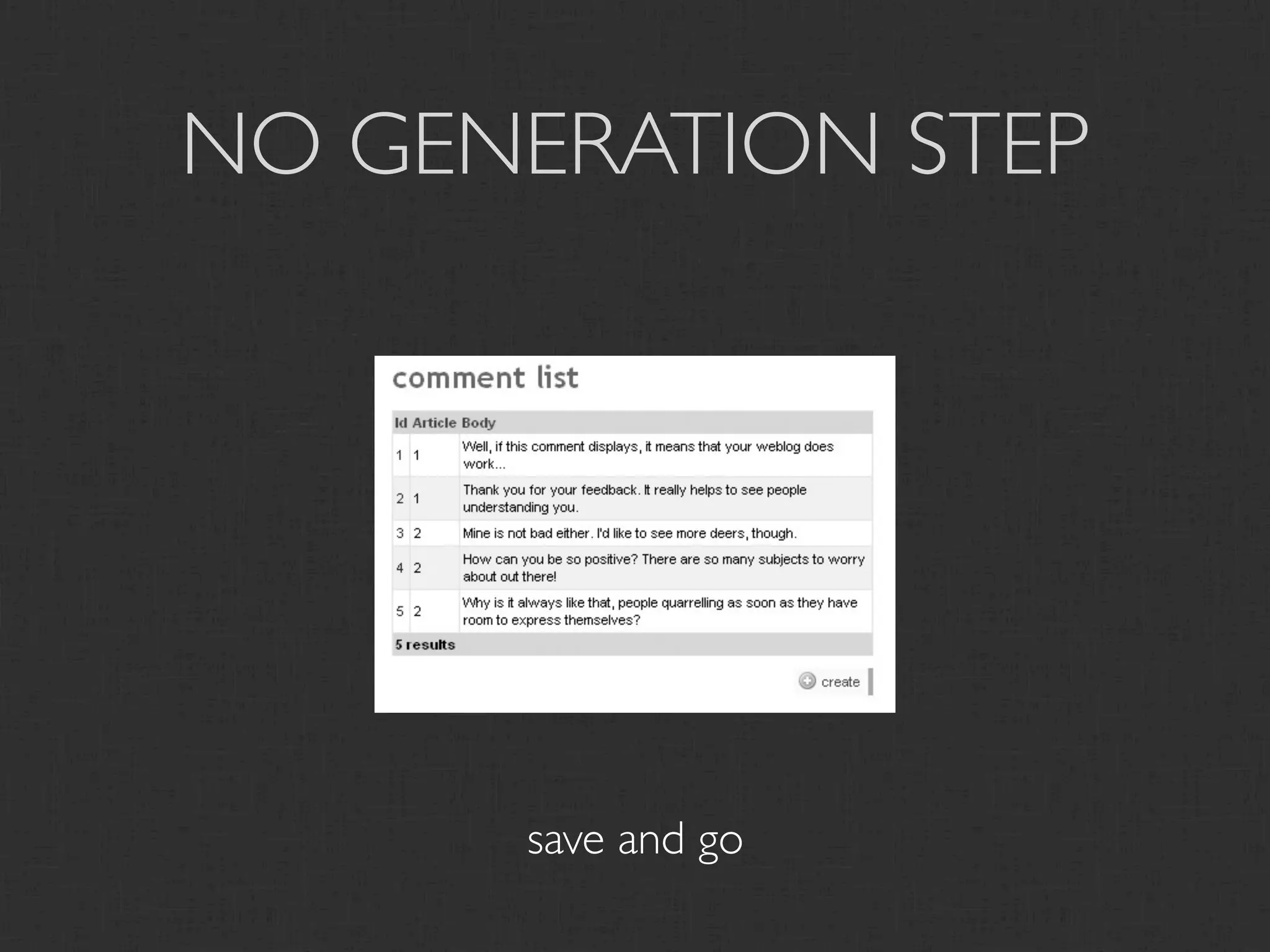 NO GENERATION STEP




      save and go
 