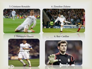 3. Cristiano Ronaldo

5. Fernando Hierro

4. Zinedine Zidane

6. Iker Casillas

 