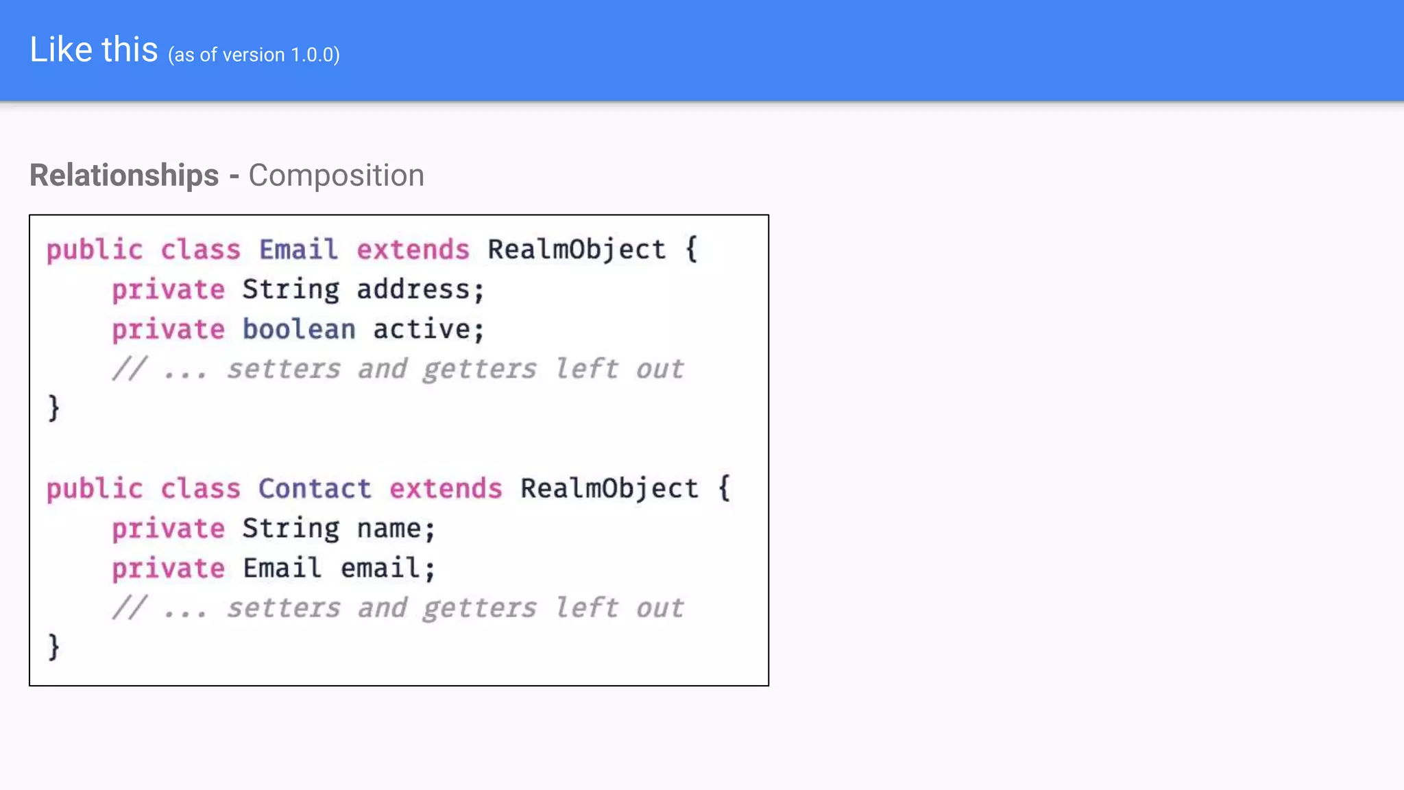 Like this (as of version 1.0.0)
Relationships - Composition
 