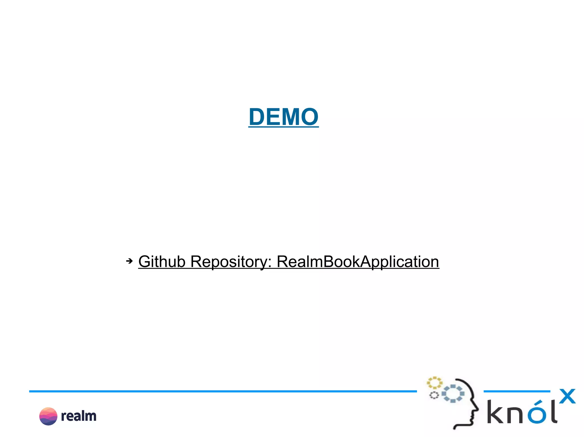 DEMO ➔ Github Repository: RealmBookApplication 