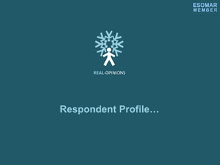 Respondent Profile… REAL -OPINIONS M   E   M   B   E   R ESOMAR 