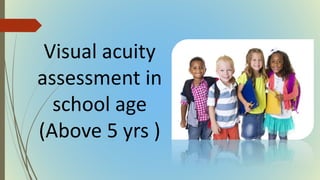 Visual acuity
assessment in
school age
(Above 5 yrs )
 