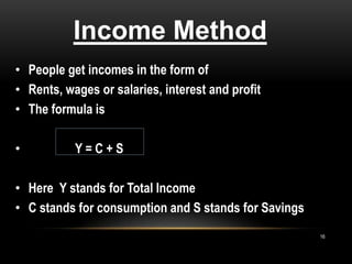 Income Method Chart NATIONAL INCOME====by sumit mukherjee | PPTX