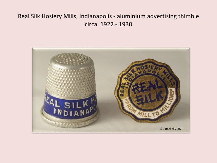 1930s Real Silk Hosiery Mills Advertising Aluminum Thimble Indianapolis Indiana