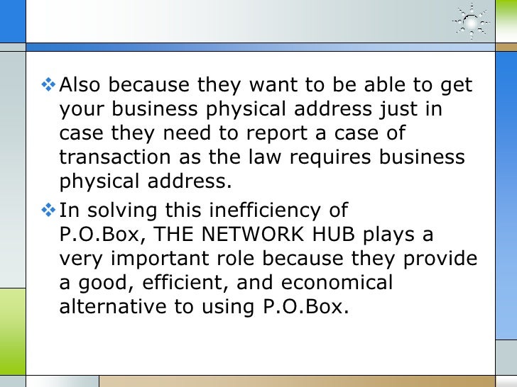 Real street address versus a post office box address