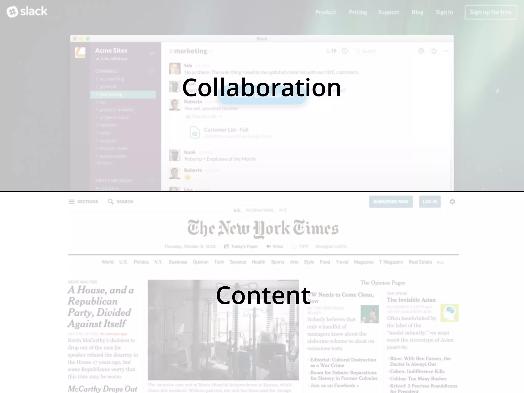 Collaboration
Content
 