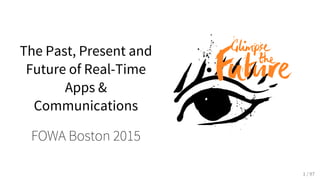 The Past, Present and
Future of Real-Time
Apps &
Communications
FOWA Boston 2015
1 / 97
@leggetter
 