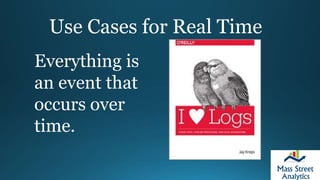 Use Cases for Real Time
Everything is
an event that
occurs over
time.
 