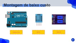 Montagem de baixo custo
Arduino Uno DHT11 Relê 5V
 