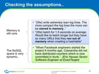 Checking the assumptions.. ® Copyright 2011 Gigaspaces Ltd. All Rights Reserved  