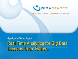 Real Time Analytics for Big Data Lessons from Twitter.. 