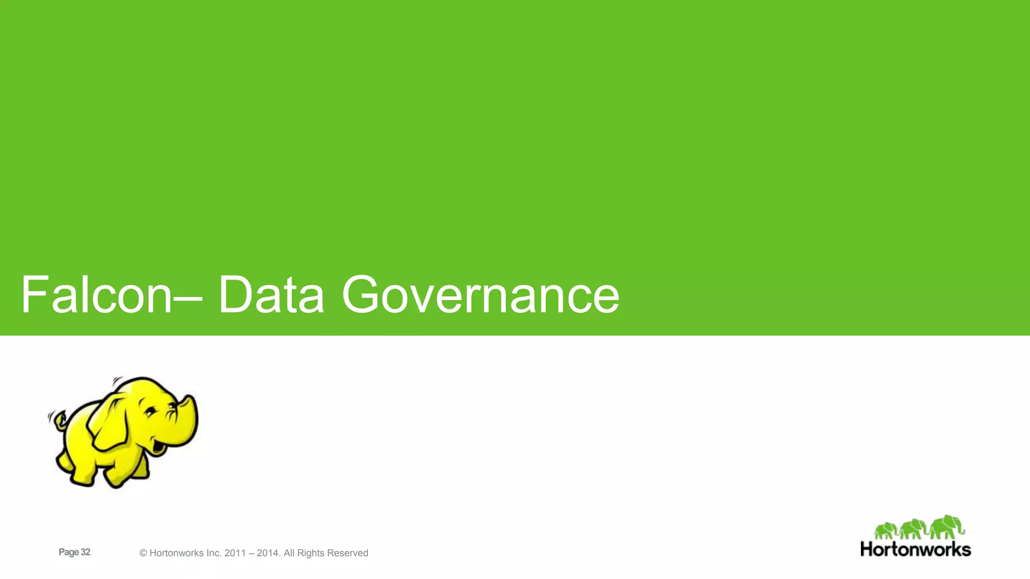 Falcon– Data Governance 
Page 32 © Hortonworks Inc. 2011 – 2014. All Rights Reserved 
 