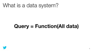 What is a data system?


    Query = Function(All data)



                                 5
 