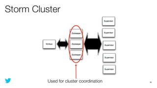 Storm Cluster




          Used for cluster coordination   36
 
