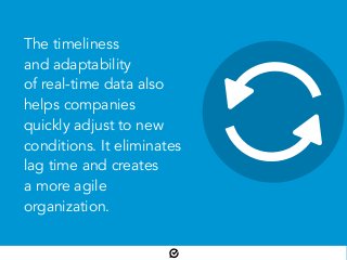 The timeliness
and adaptability
of real-time data also
helps companies
quickly adjust to new
conditions. It eliminates
lag time and creates
a more agile
organization.
 