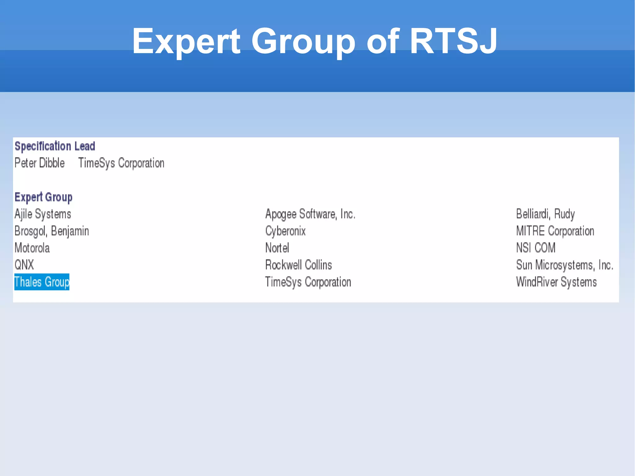 Expert Group of RTSJ 