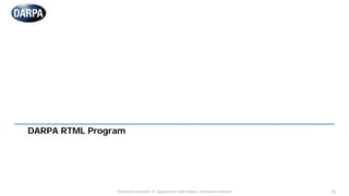 "Distribution Statement "A" Approved for Public Release, Distribution Unlimited" 10
DARPA RTML Program
 