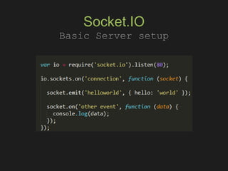 Socket.IO
Basic Server setup
 