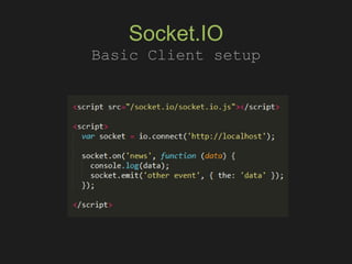 Socket.IO
Basic Client setup
 