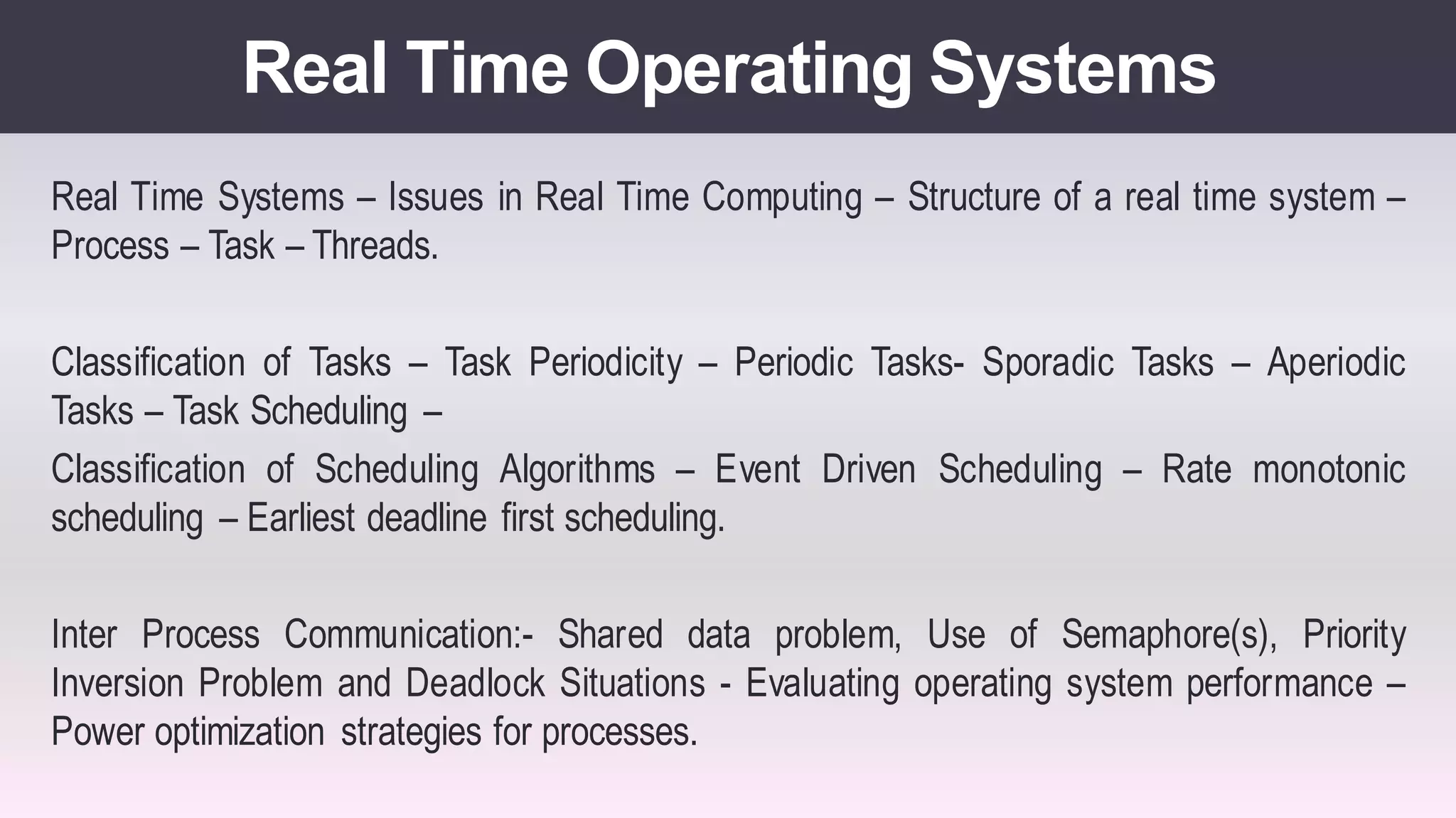 Real time operating systems